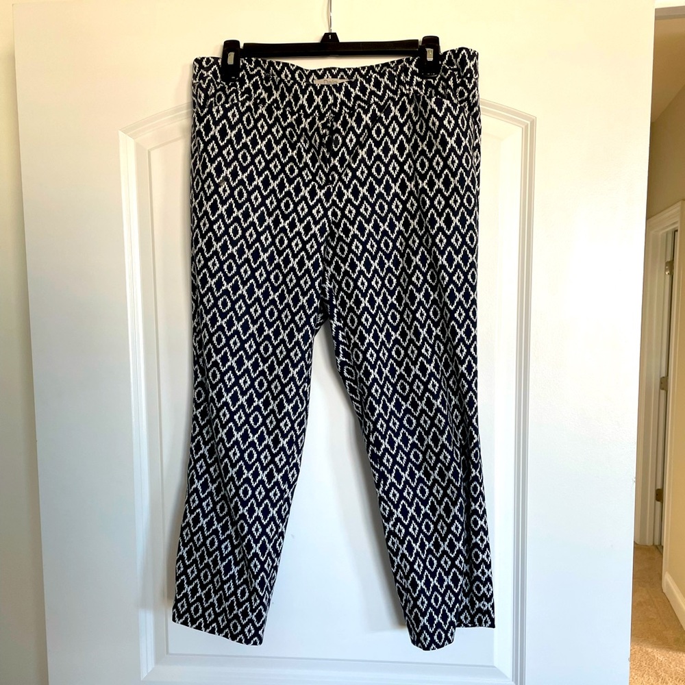 Blue and white ankle dress pants, size 8